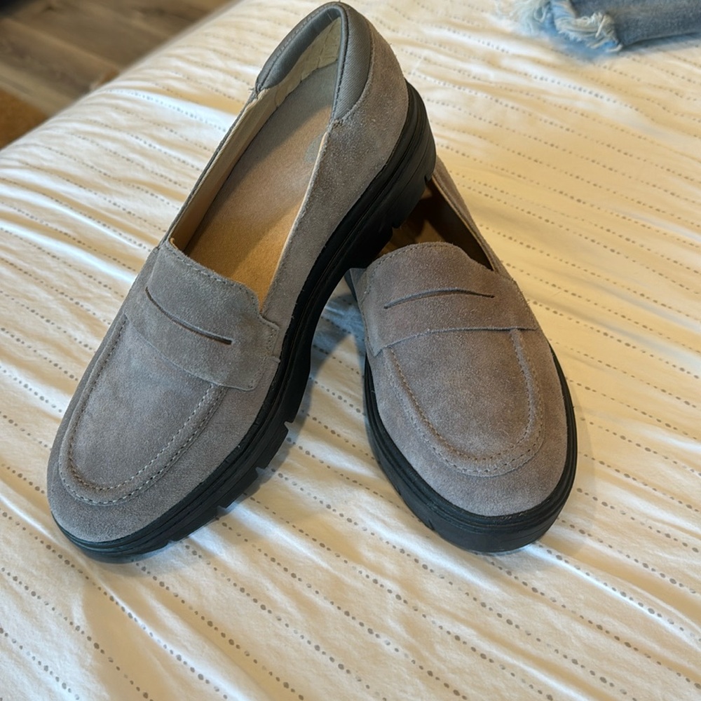 Dr. Scholl's Gray Suede Penny Loafers